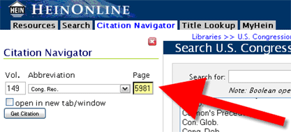 Search for Congressional Record Citation