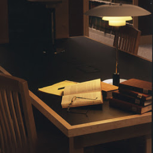 desk and books