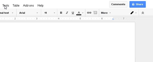 Animated gif showing the steps to open the research panel in Google docs