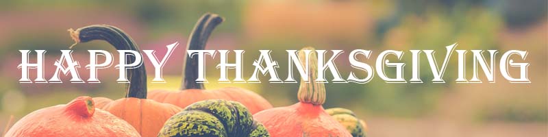 Happy Thanksgiving banner with pumpkins