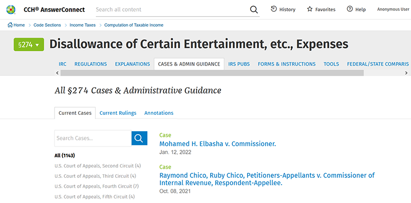 CCH example of tabbed case access