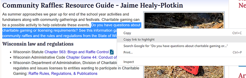 screenshot of copy to highlight tool