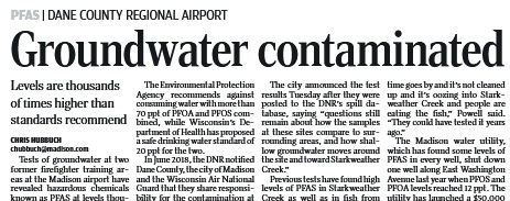 Example of headline difference - print headline: Groundwater contaminated
