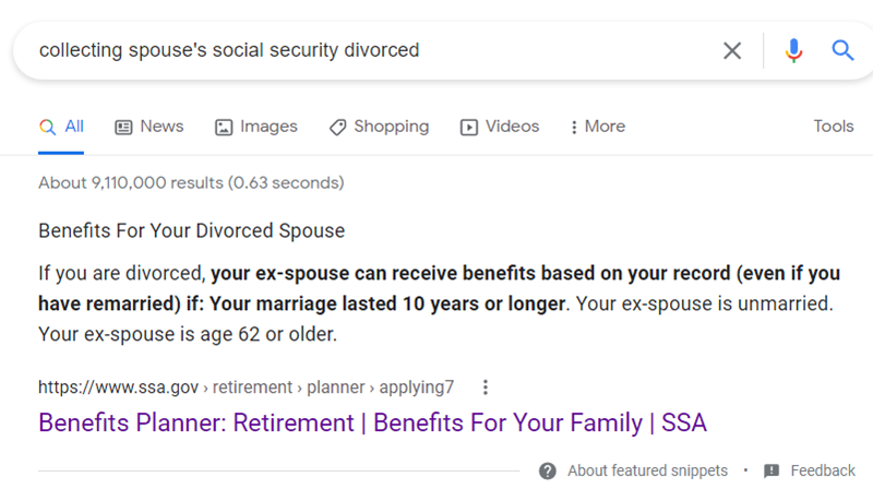 Example of Google snippet