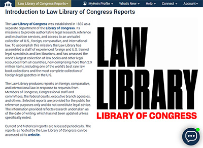 Law Library of Congress reports screenshot