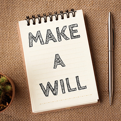 image of a notepad that says make a will